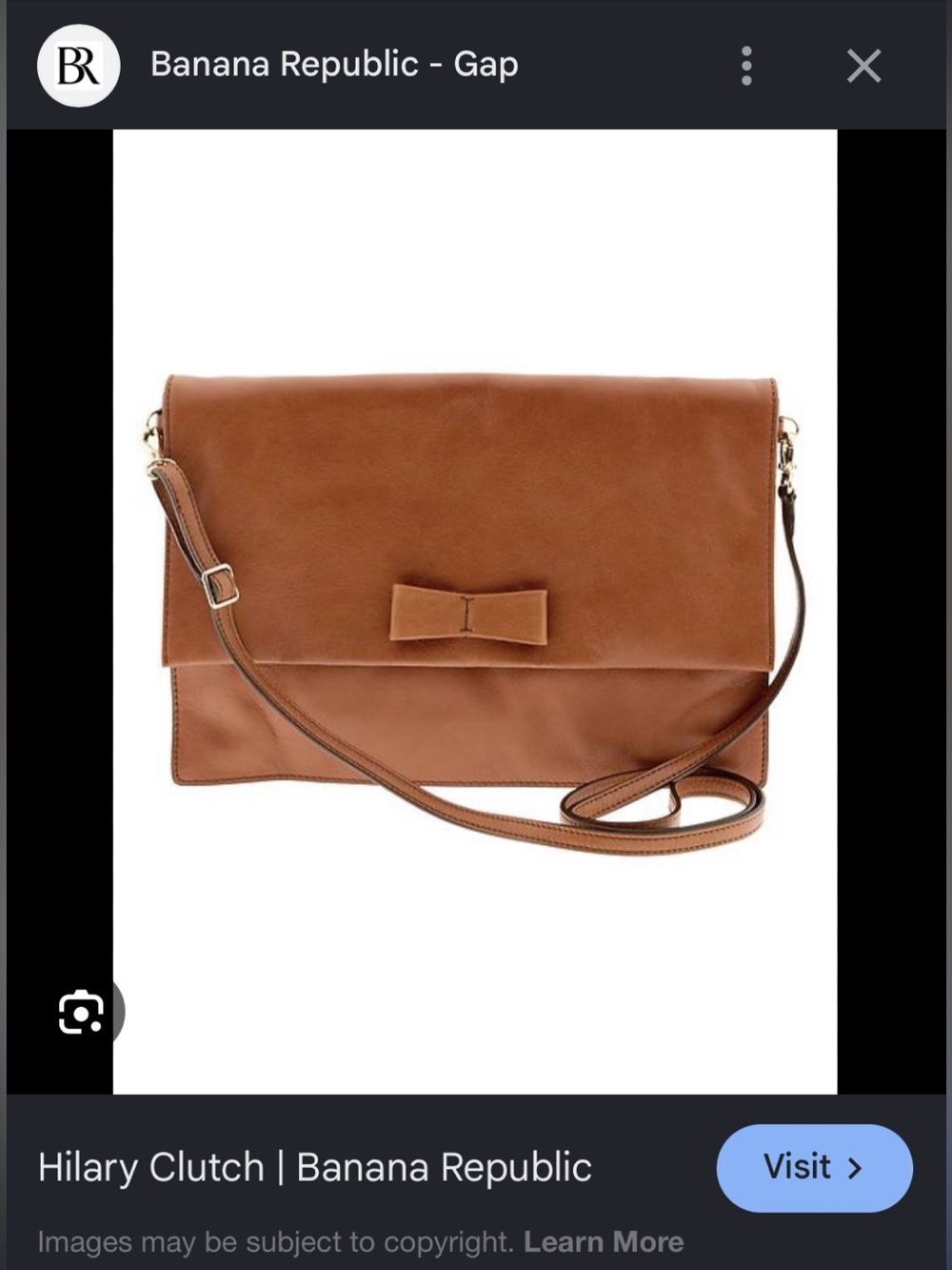 NWT - Banana Republic 100% Leather Hilary Purse/ Crossbody Bag with bow detail